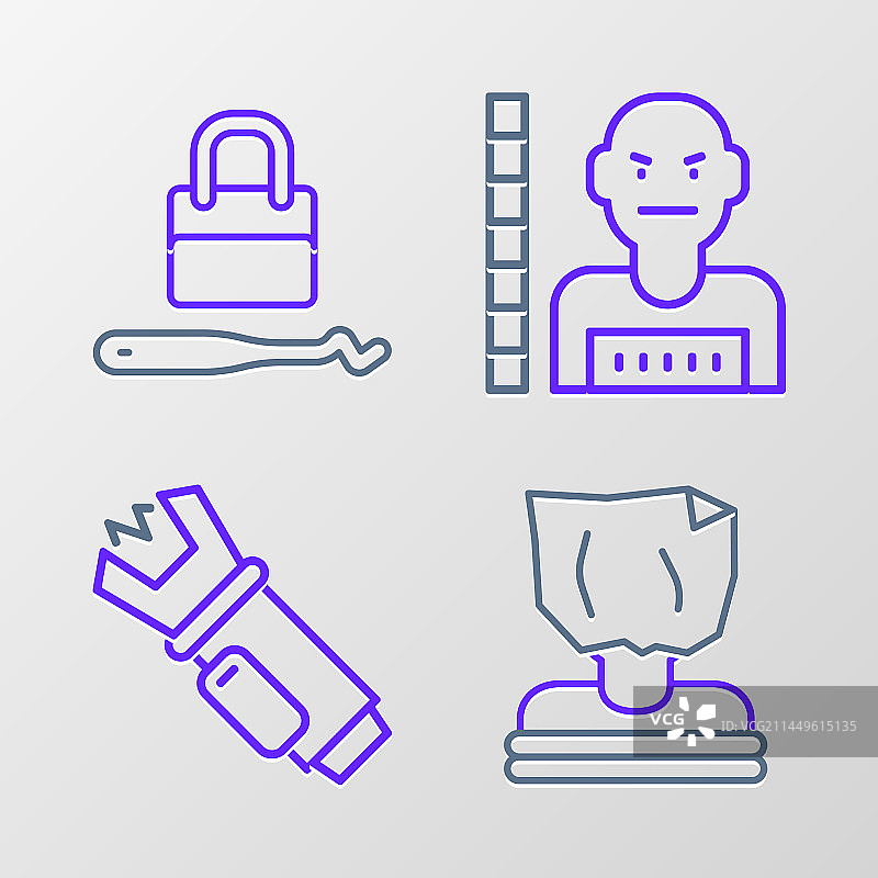 绑架警察电击枪线条图标图片素材