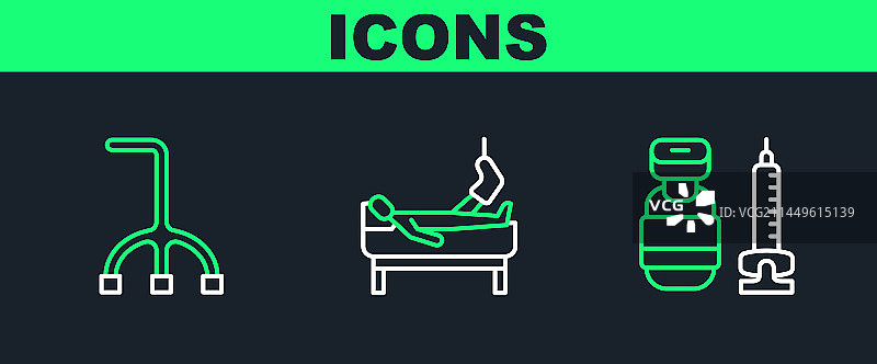 注射器、手杖与病人组合图片素材