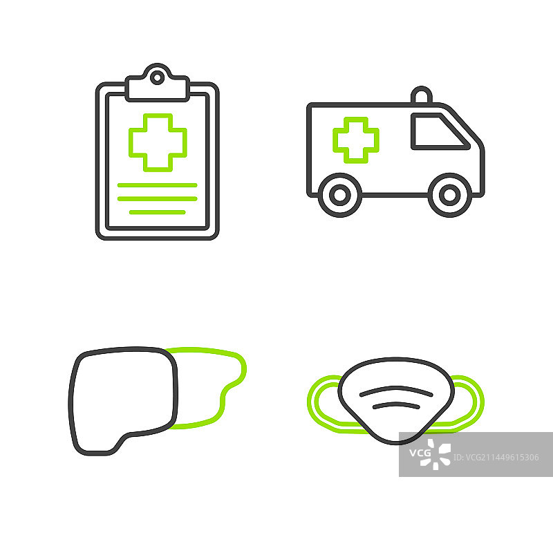 人体器官医疗防护口罩线性图标图片素材