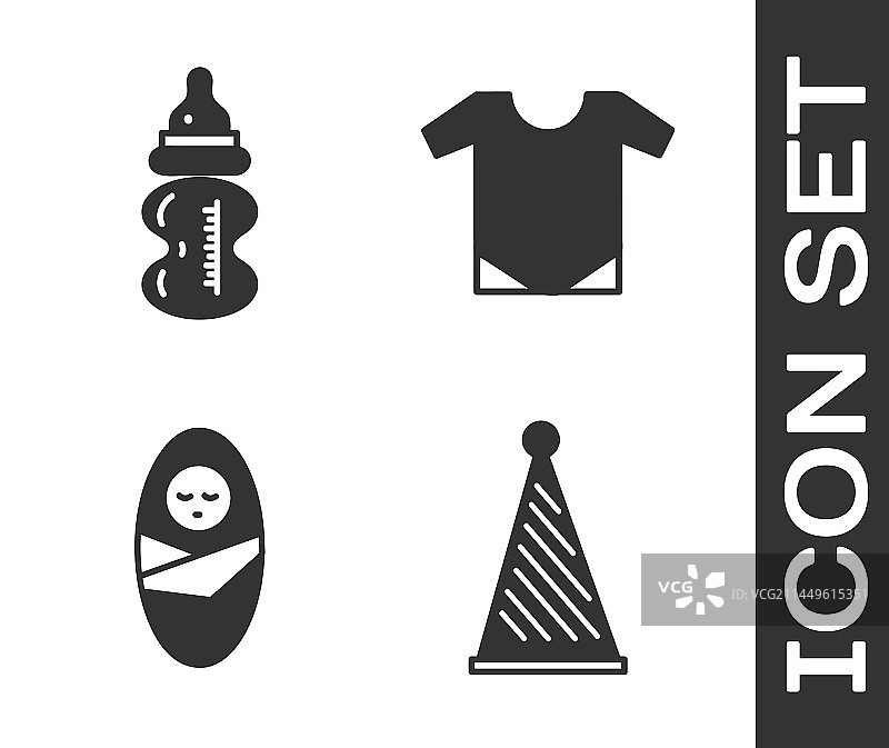 派对帽奶瓶新生婴儿组合素材图片素材