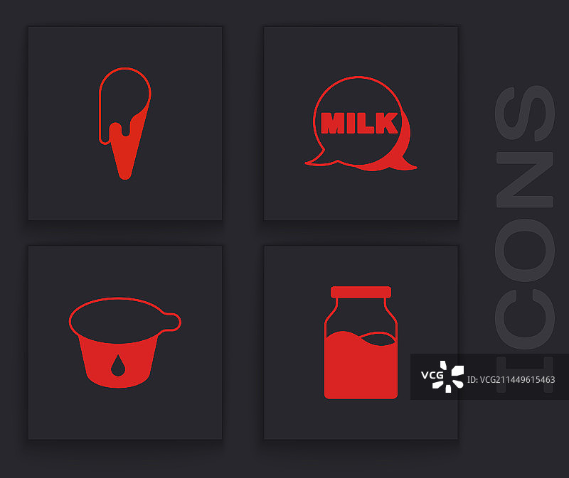 华夫饼冰淇淋牛奶瓶套装图片素材