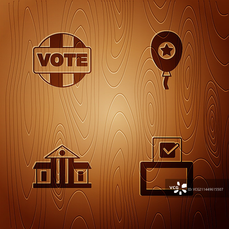 投票箱白宫气球木质套装图片素材