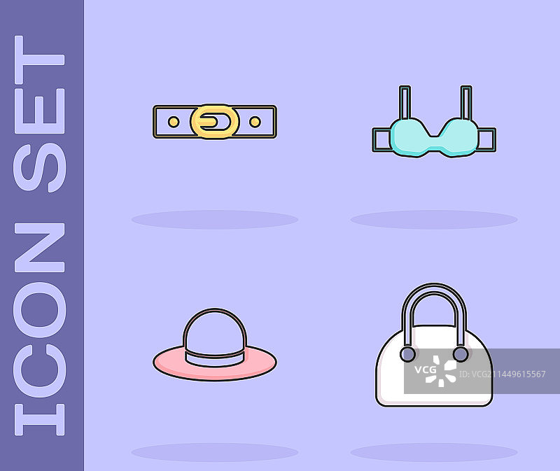 手提包腰带男士帽子和胸罩图标合集图片素材