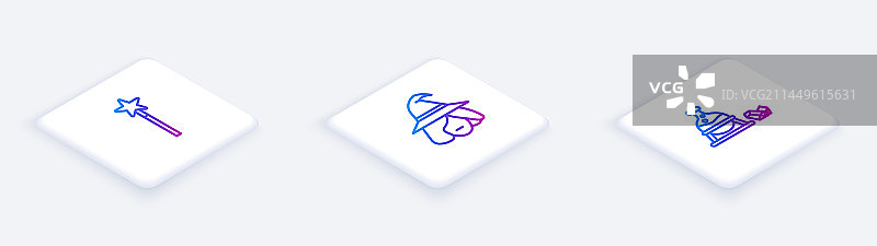 2.5D魔杖女巫大锅线条组合图片素材