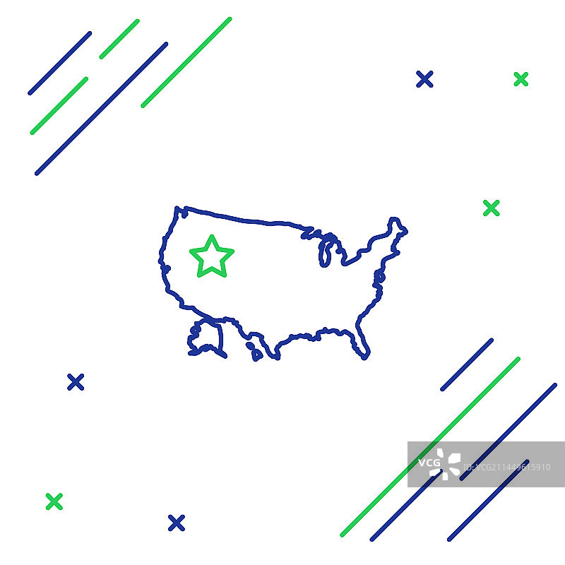 白色背景上的线条美国地图图标图片素材