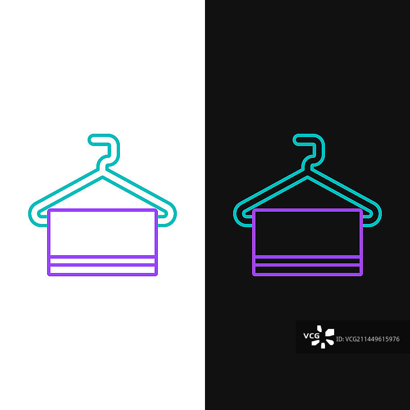 悬挂的毛巾线性图标，白色背景图片素材