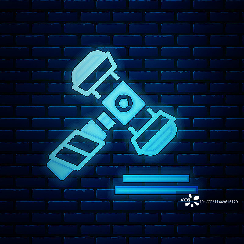 发光霓虹法官木槌砖墙图标图片素材