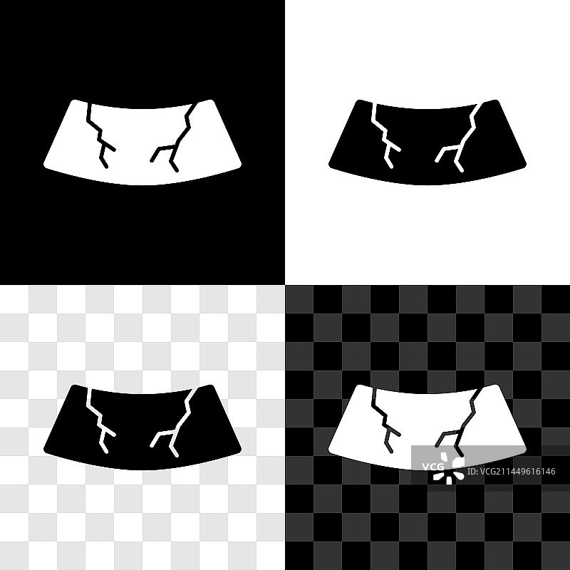 破碎的挡风玻璃与裂纹玻璃图标图片素材