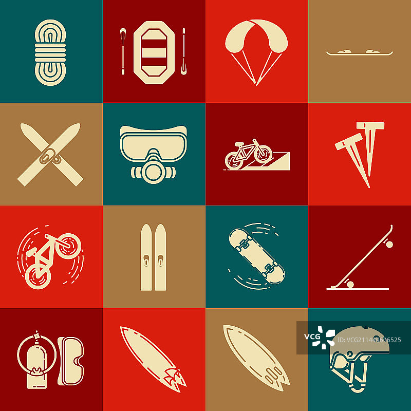 头盔滑板帐篷桩降落伞套装图片素材