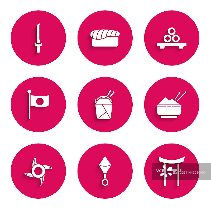 纸盒装亚洲面条和筷子合集图片素材