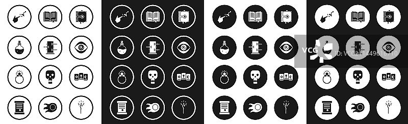 古代魔法书戏法箱瓶子套装图片素材