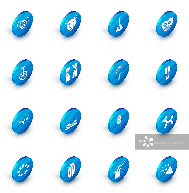 熊头巴拉莱卡琴小丑独轮车套装图片素材