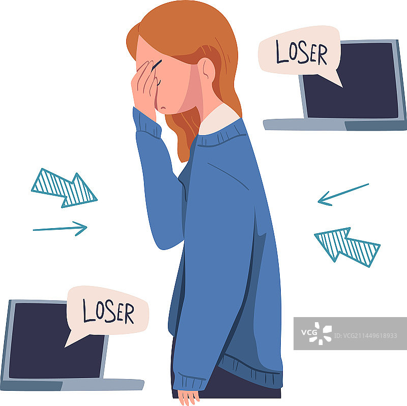 少女遭受网络欺凌图片素材