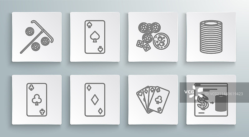 梅花黑桃扑克牌线条设置图片素材