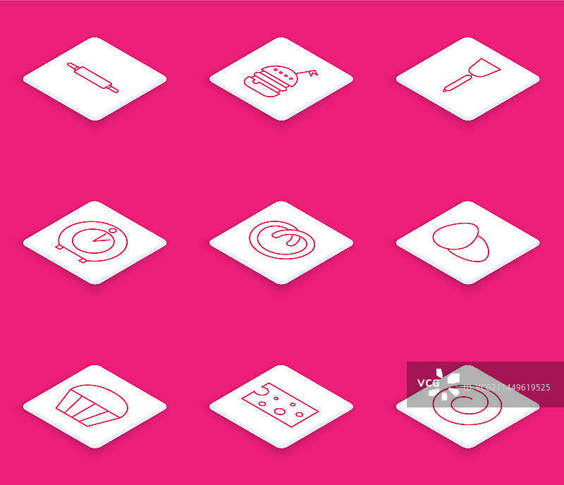 擀面杖汉堡铲子厨房用品合集图片素材