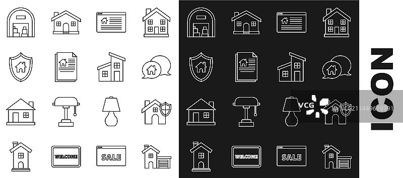 带有盾牌建筑的线条房屋图片素材