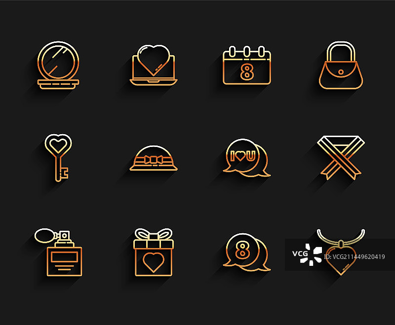 香水、礼盒和心形彩妆图片素材