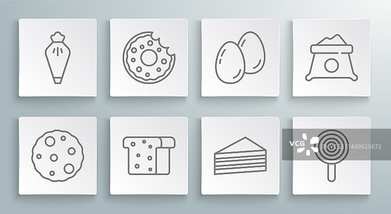 线条套装：饼干、甜甜圈和吐司图片素材