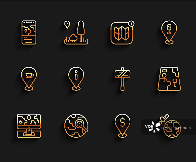 带位置标记的线条监视器图片素材