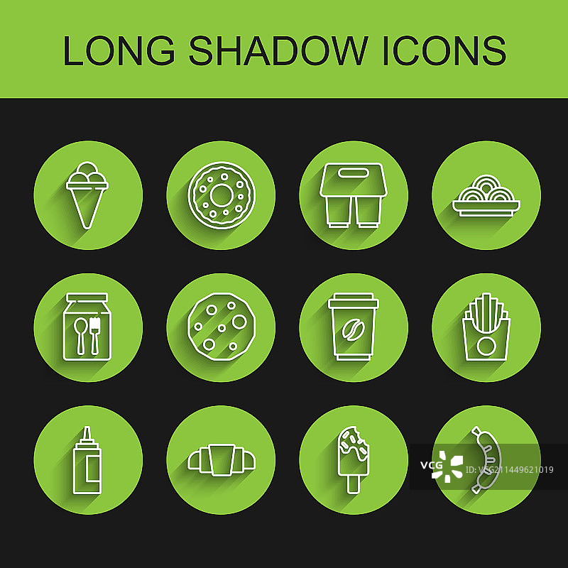 线条酱瓶牛角包冰淇淋图片素材