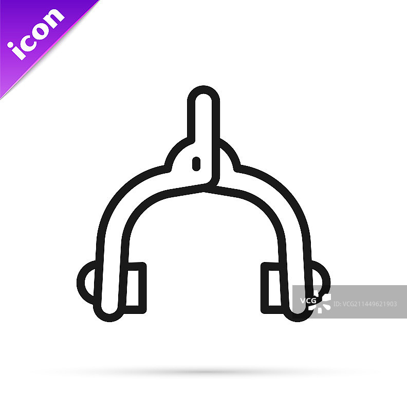 黑色线条自行车双枢轴制动卡钳图标图片素材