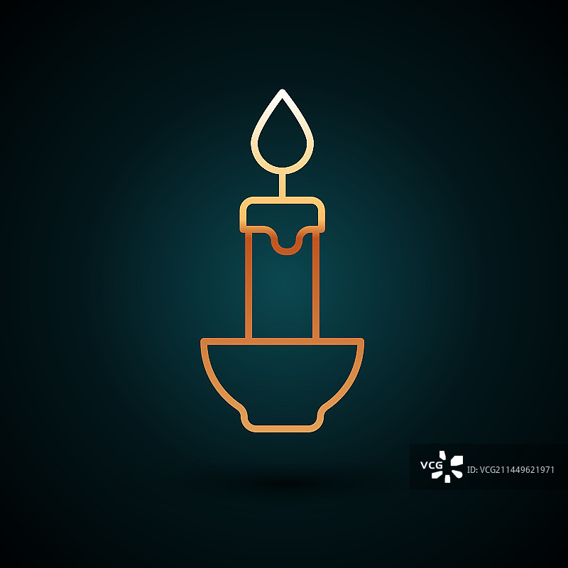 金色线条燃烧蜡烛图标图片素材