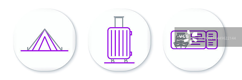 乘船旅行的线条巡游票图片素材