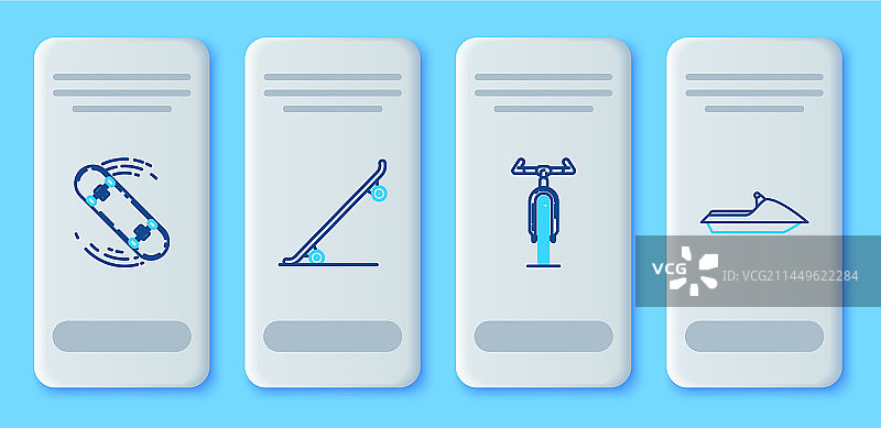 滑板自行车特技摩托艇线条图片素材