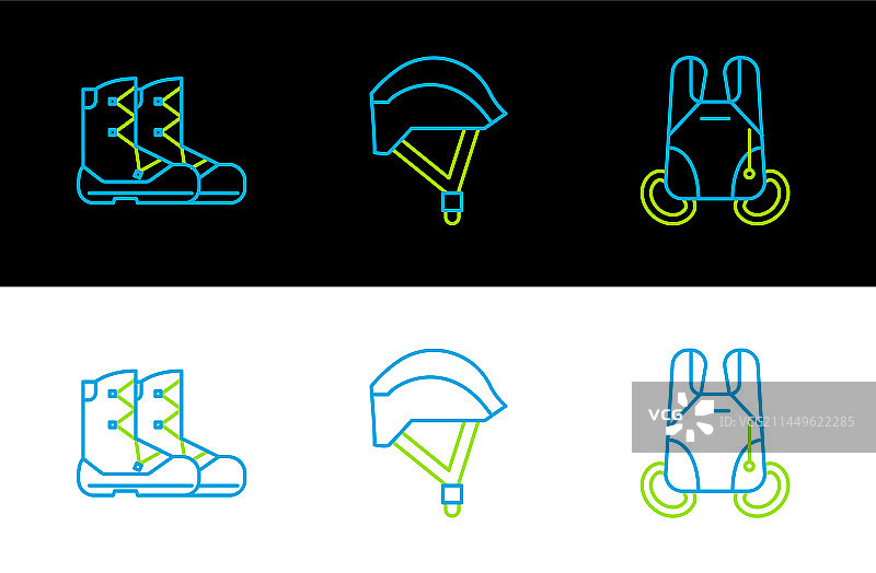 降落伞、靴子和自行车头盔图片素材