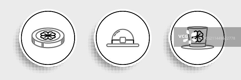 线稿矮妖帽四叶草金币图片素材