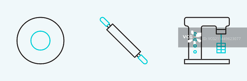 电动搅拌机盘子擀面杖套装图片素材