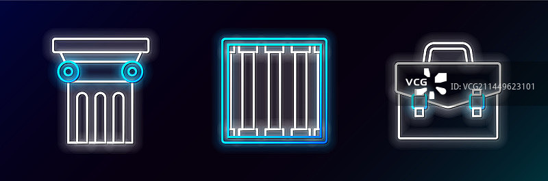 公文包法律支柱和监狱窗户线性组合图片素材