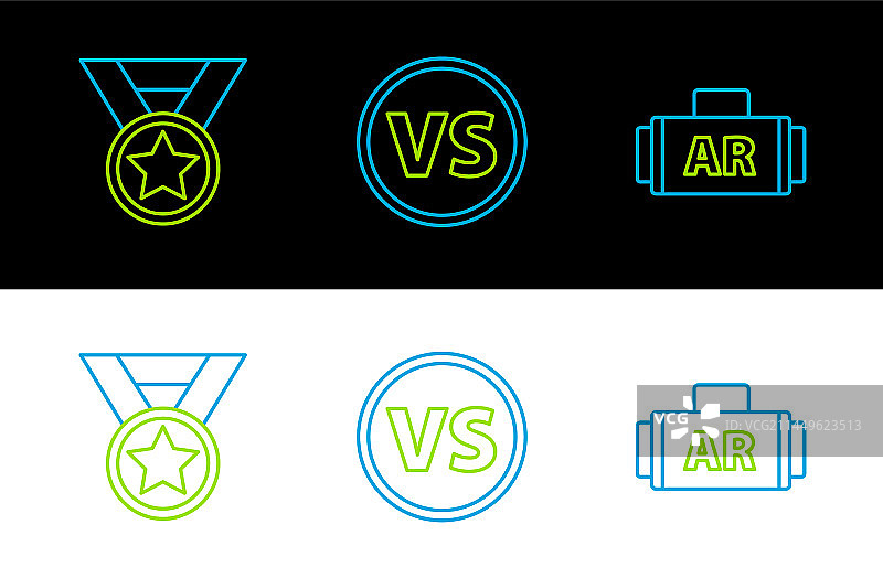 AR增强现实奖牌与VS线条设计图片素材