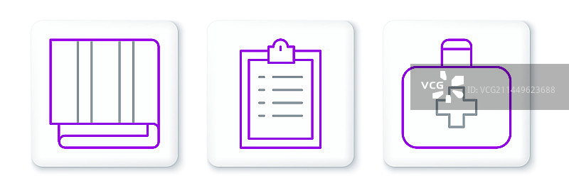 毛巾、剪贴板和急救箱图标图片素材