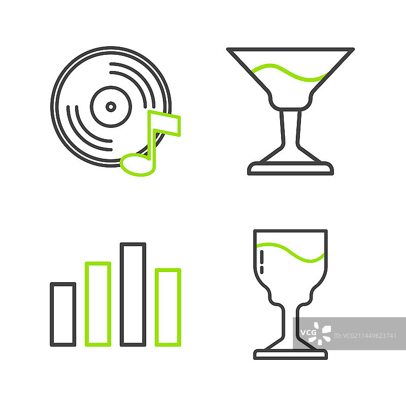葡萄酒杯音乐均衡器鸡尾酒图片素材