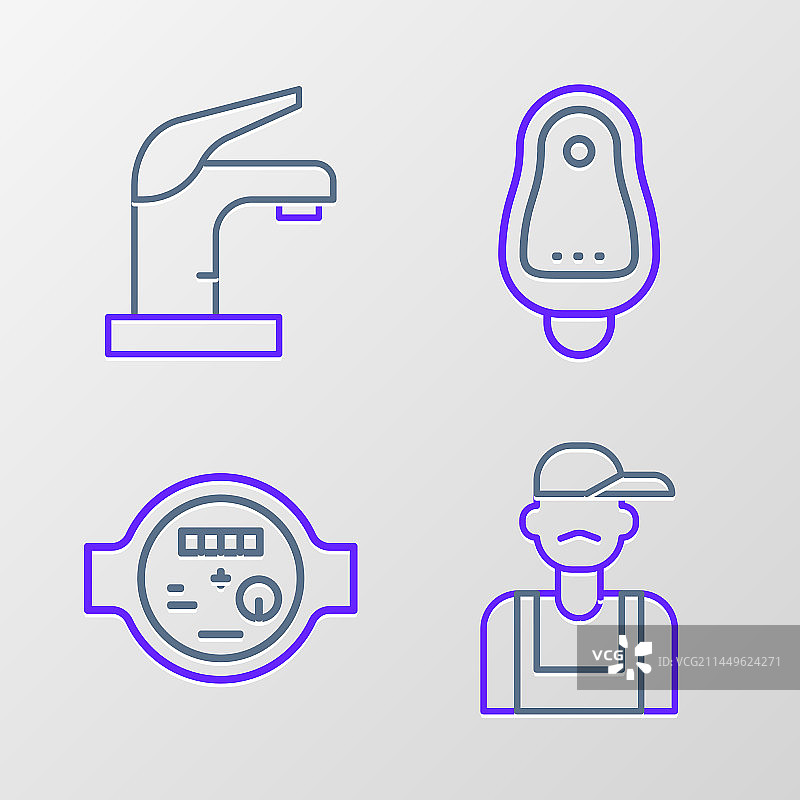 水管工安装水表及卫生间设备图片素材