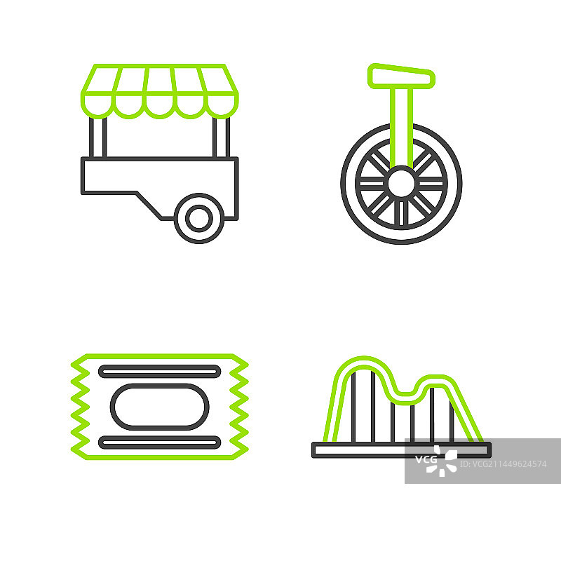 过山车、马戏团门票和独轮车图片素材