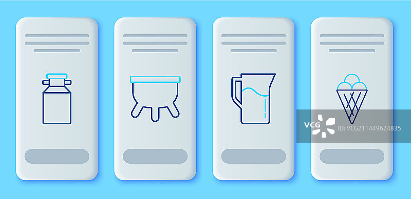 牛奶罐和水壶线条图标图片素材