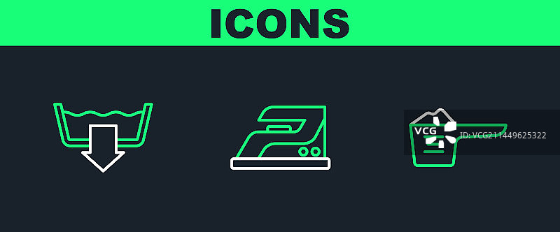 设置在线洗衣粉模式和电熨斗图片素材