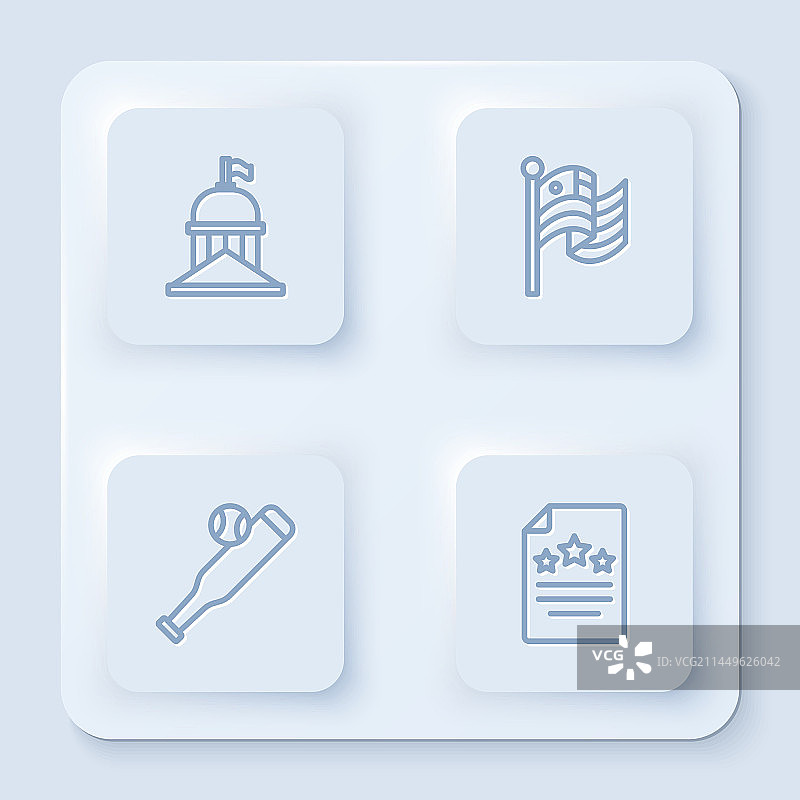白宫、美国国旗和棒球棒图片素材