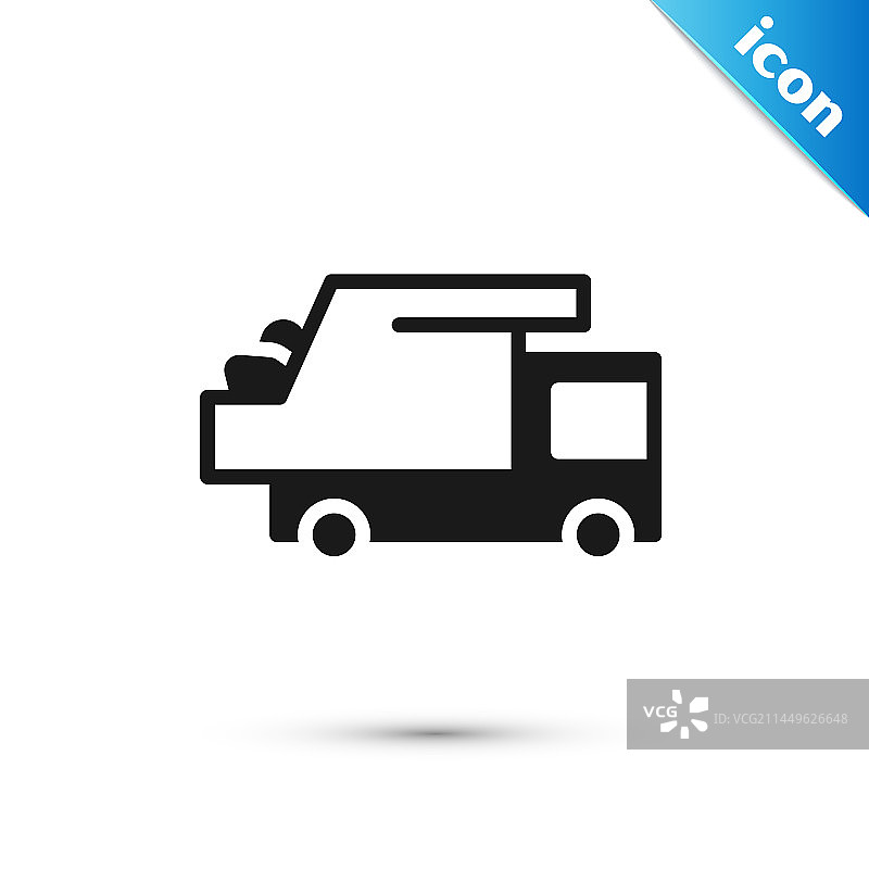 灰色垃圾车图标，白色背景图片素材