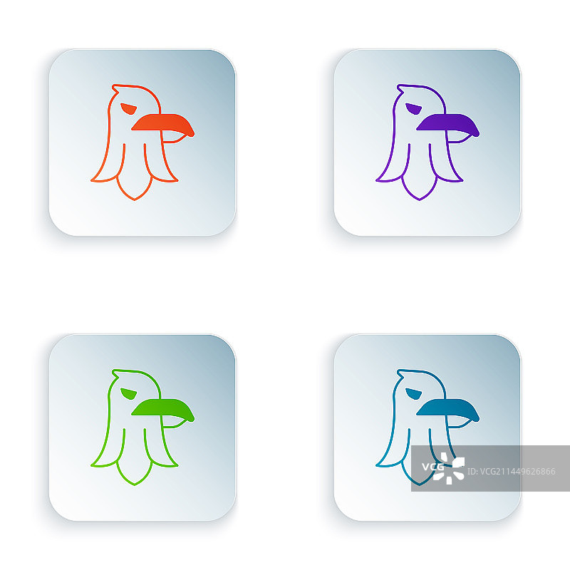 白色背景上孤立的彩色鹰图标图片素材