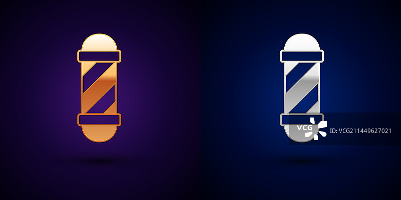 金色和银色经典理发店柱子图标图片素材