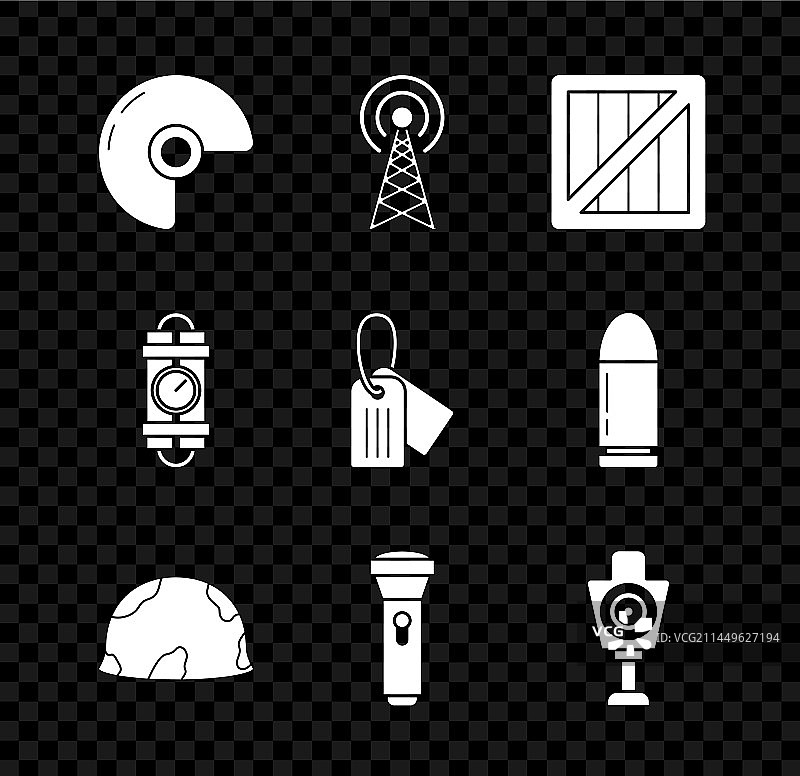 军用头盔、雷达及弹药箱图片素材