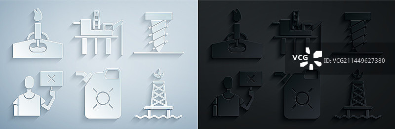 机油罐、旋转钻头挖掘套装图片素材