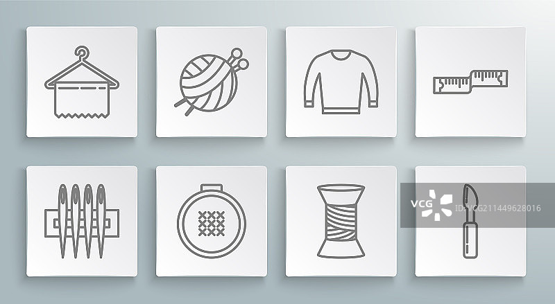 缝纫纱线球的针线套装图片素材