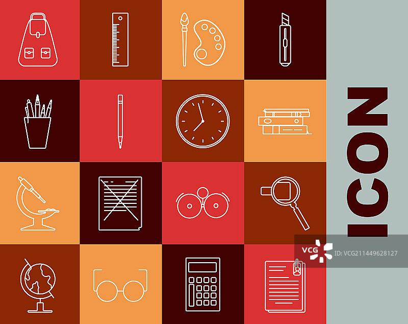 文件文档与回形针放大镜线性组合图片素材