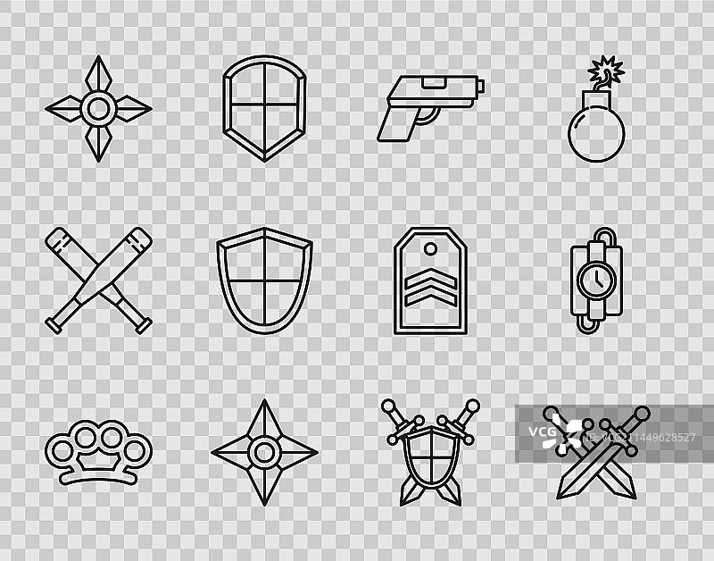 指节铜套和中世纪剑交叉图标图片素材