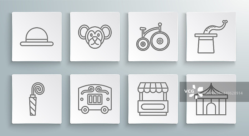 生日聚会喇叭、猴子和马戏团车厢图片素材