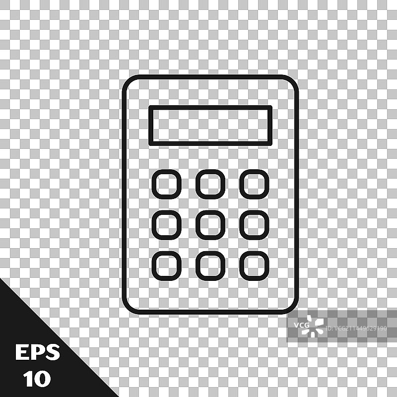 黑色线条计算器图标透明背景图片素材